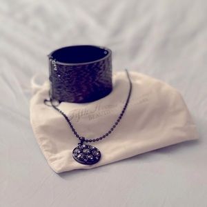 Dark grey metallic necklace and bangle